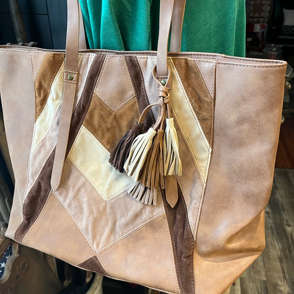 Elegant Tan and Brown Tote Bag